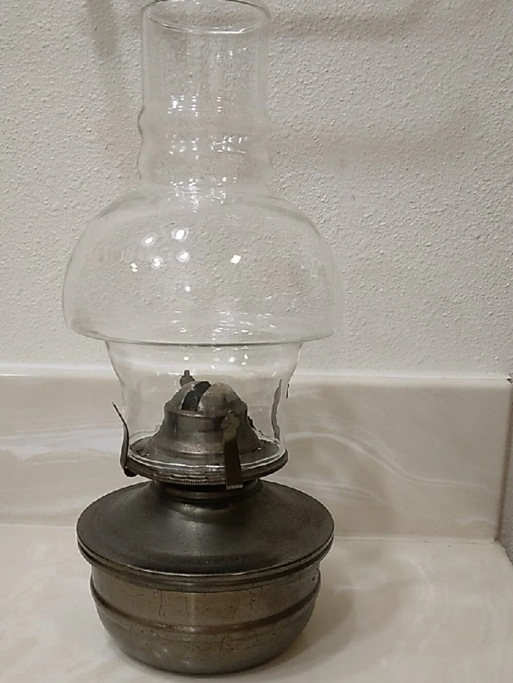 Vintage Lamplight Farms Gray Metal Oil Lamp Rustic Farmhouse Decor
